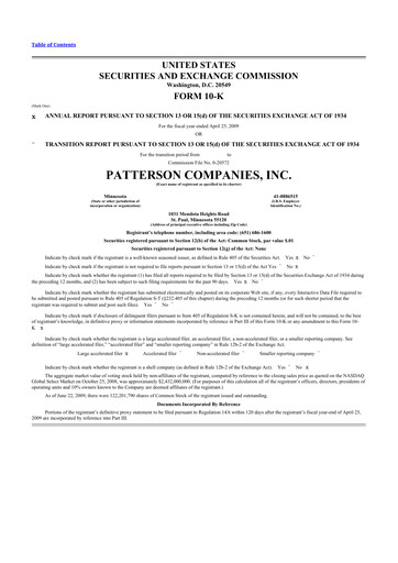 Thumbnail Patterson Companies
 10-K Annual Report 