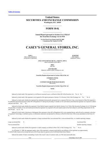 Thumbnail Casey's General Stores
 10-K Annual Report 