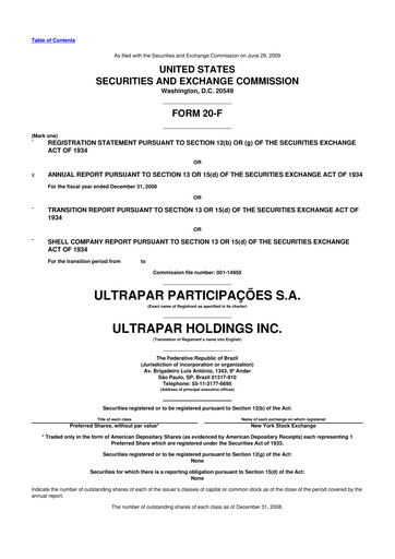 Thumbnail Ultrapar Participacoes 20-F Annual Report 