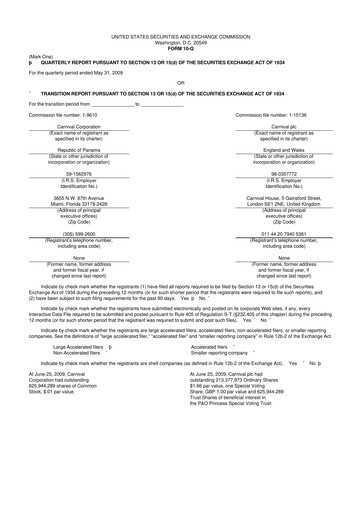 Thumbnail Carnival Corporation 10-Q Quarterly Report FY 