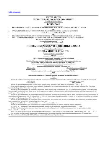 Thumbnail Honda 20-F Annual Report 