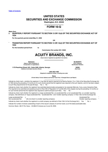 Vorschaubild Acuity Brands
 10-Q Quartalsbericht  