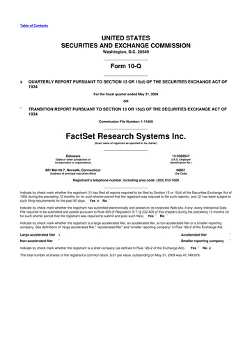 Thumbnail FactSet 10-Q Quarterly Report FY 