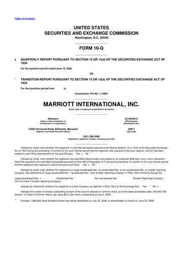 Thumbnail Marriott International 10-Q Quarterly Report FY 