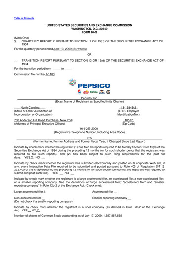 Thumbnail Pepsico 10-Q Quarterly Report FY 