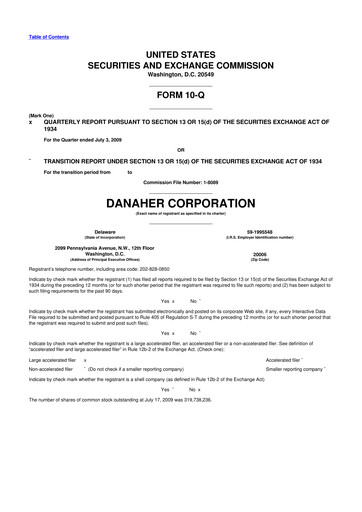 Thumbnail Danaher 10-Q Quarterly Report FY 