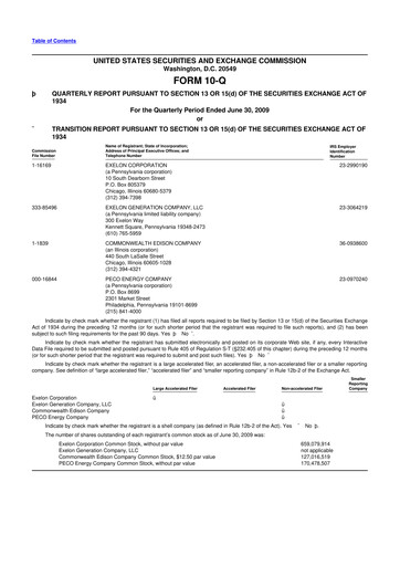 Thumbnail Exelon Corporation 10-Q Quarterly Report FY 