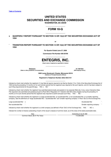 Vorschaubild Entegris 10-Q Quartalsbericht  