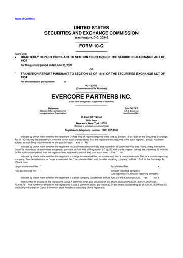 Vorschaubild Evercore 10-Q Quartalsbericht  