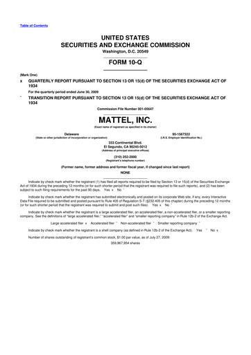 Thumbnail Mattel
 10-Q Quarterly Report FY 