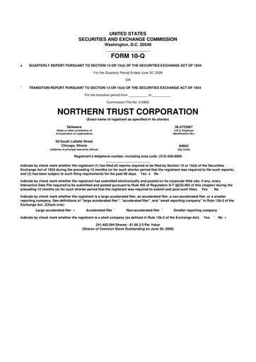 Thumbnail Northern Trust
 10-Q Quarterly Report FY 