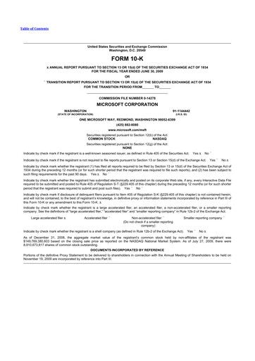 Thumbnail Microsoft 10-K Annual Report 