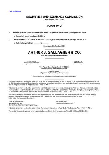 Vorschaubild Arthur J. Gallagher & Co.
 10-Q Quartalsbericht  