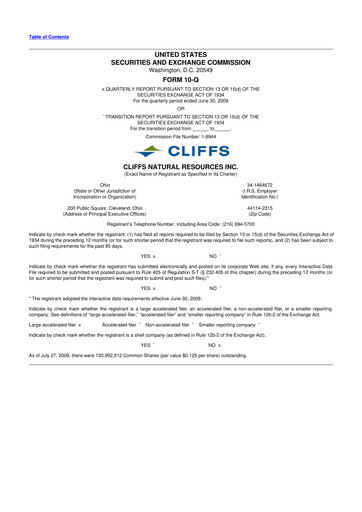 Thumbnail Cleveland-Cliffs 10-Q Quarterly Report FY 