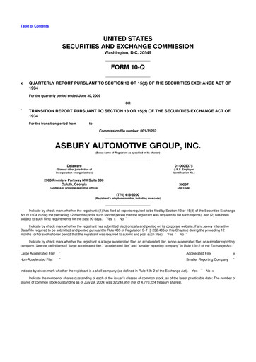 Thumbnail Asbury Automotive Group 10-Q Quarterly Report FY 
