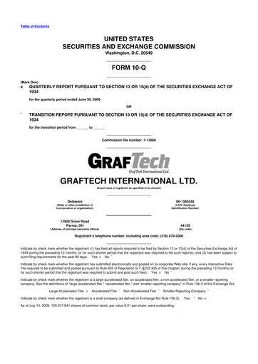 Miniature GrafTech 10-Q Rapport trimestriel  