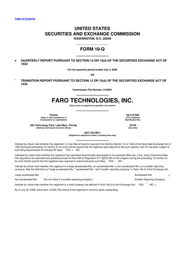 Thumbnail Faro Technologies
 10-Q Quarterly Report FY 