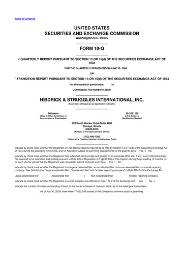 Miniature Heidrick & Struggles

 10-Q Rapport trimestriel  