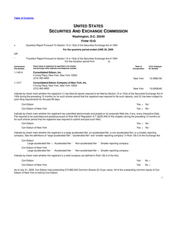 Thumbnail Consolidated Edison 10-Q Quarterly Report FY 