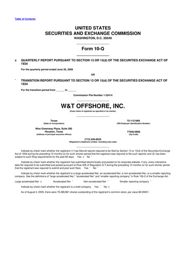 Thumbnail W&T Offshore 10-Q Quarterly Report FY 