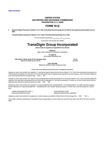 Thumbnail TransDigm Group 10-Q Quarterly Report FY 