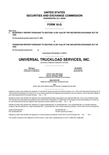 Thumbnail Universal Logistics Holdings 10-Q Quarterly Report FY 