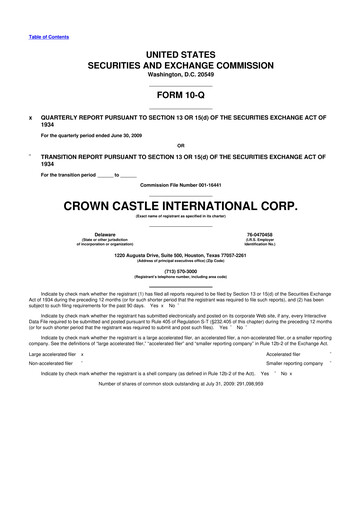 Thumbnail Crown Castle 10-Q Quarterly Report FY 