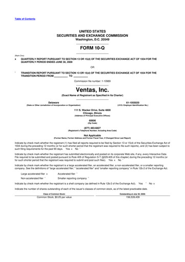 Thumbnail Ventas 10-Q Quarterly Report FY 
