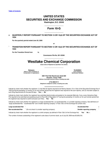 Thumbnail Westlake Corporation
 10-Q Quarterly Report FY 