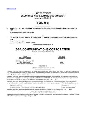 Thumbnail SBA Communications 10-Q Quarterly Report FY 