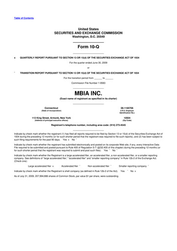 Thumbnail MBIA 10-Q Quarterly Report FY 