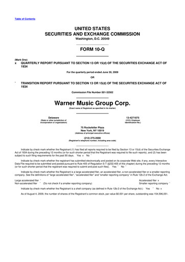 Thumbnail Warner Music Group
 10-Q Quarterly Report FY 