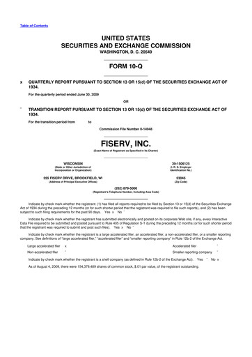 Thumbnail Fiserv 10-Q Quarterly Report FY 