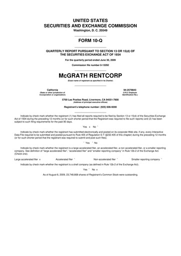 Miniature McGrath RentCorp
 10-Q Rapport trimestriel  