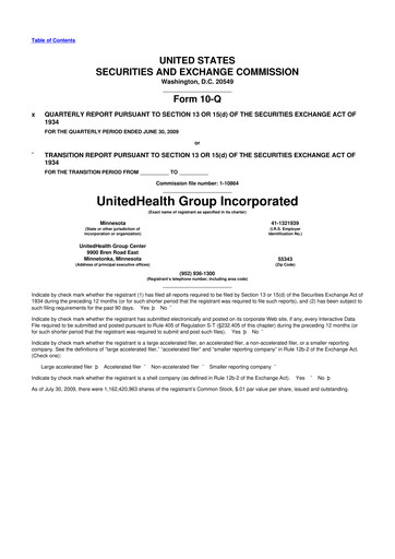 Thumbnail UnitedHealth 10-Q Quarterly Report FY 