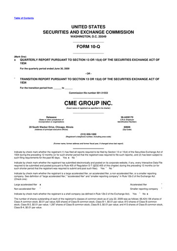 Thumbnail CME Group 10-Q Quarterly Report FY 