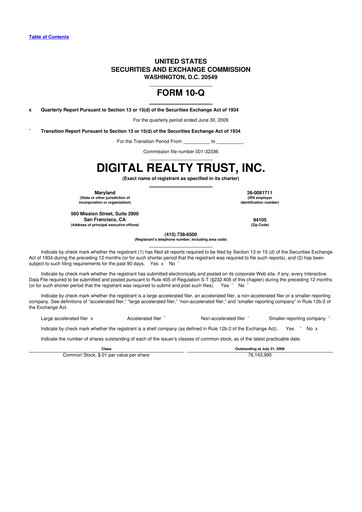 Thumbnail Digital Realty 10-Q Quarterly Report FY 