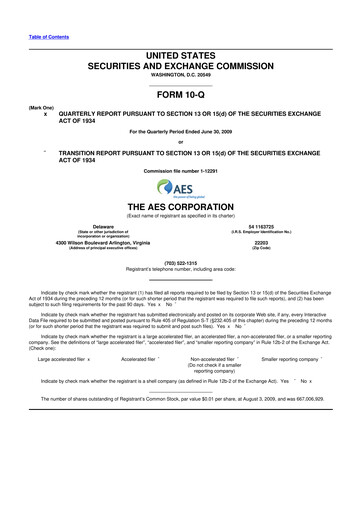 Thumbnail AES 10-Q Quarterly Report FY 