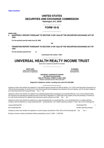 Thumbnail Universal Health Realty Income Trust 10-Q Quarterly Report FY 