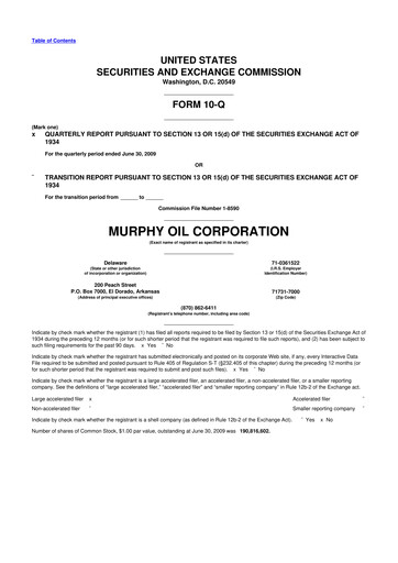 Thumbnail Murphy Oil
 10-Q Quarterly Report FY 