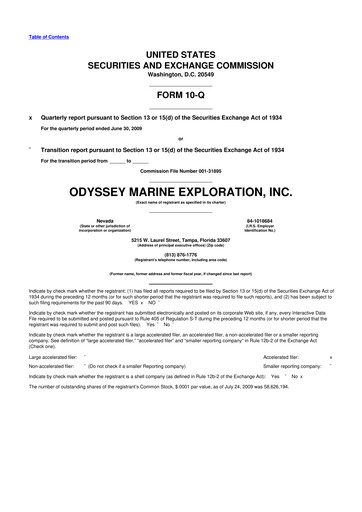 Thumbnail Odyssey Marine Exploration 10-Q Quarterly Report FY 