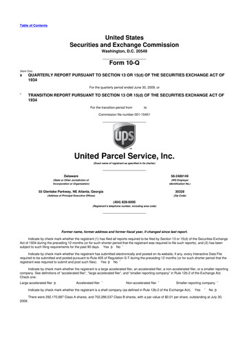 Thumbnail United Parcel Service 10-Q Quarterly Report FY 