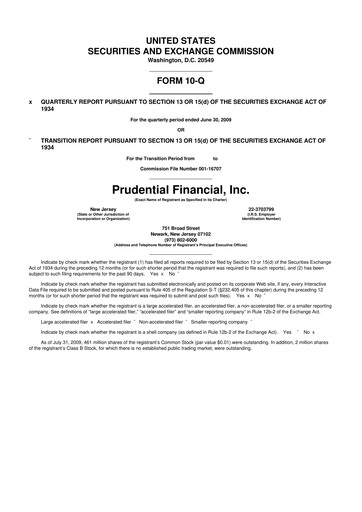 Thumbnail Prudential Financial 10-Q Quarterly Report FY 