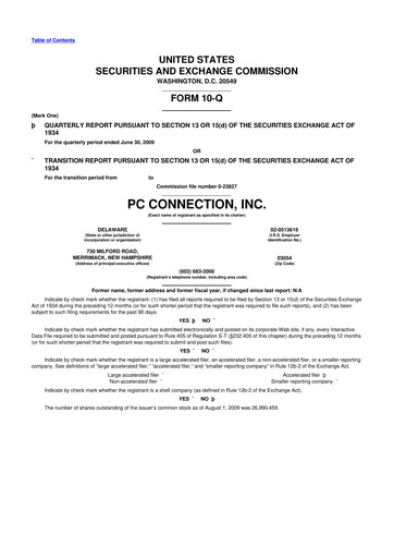 Thumbnail PC Connection
 10-Q Quarterly Report FY 