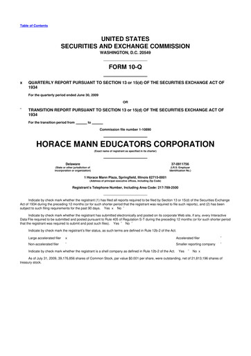 Thumbnail Horace Mann Educators 10-Q Quarterly Report FY 