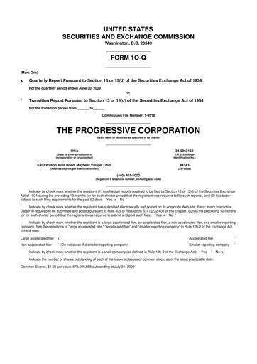 Thumbnail Progressive 10-Q Quarterly Report FY 