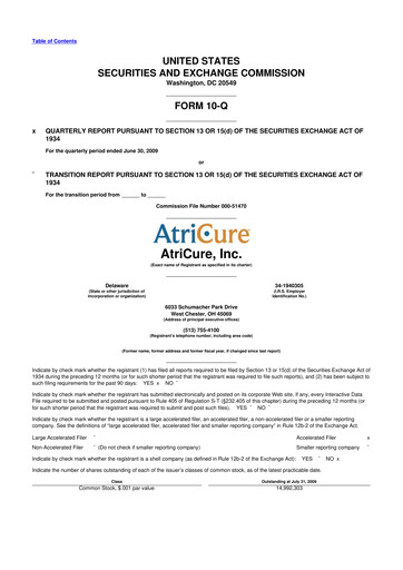 Miniature AtriCure 10-Q Rapport trimestriel  