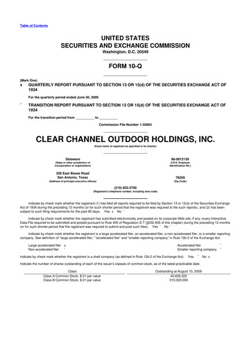 Thumbnail Clear Channel Outdoor
 10-Q Quarterly Report FY 