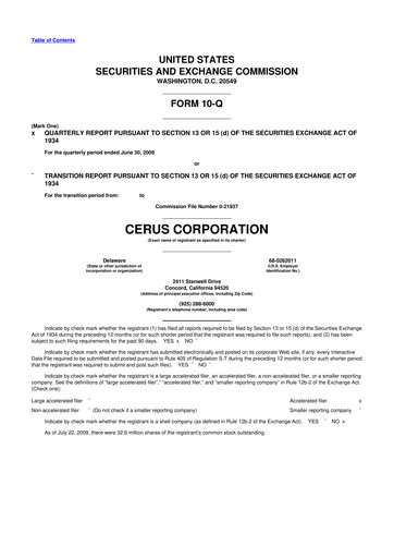 Thumbnail Cerus Corporation 10-Q Quarterly Report FY 