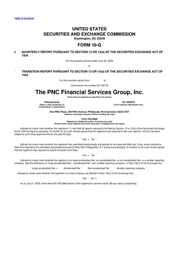 Thumbnail PNC Financial Services 10-Q Quarterly Report FY 